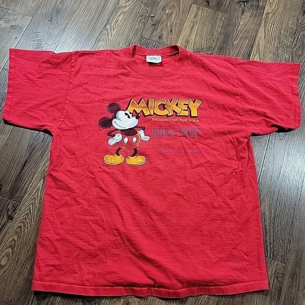 Vintage Mickey Mouse-Mickey T Shirt Mens XL Red Genus Single Stitch USA